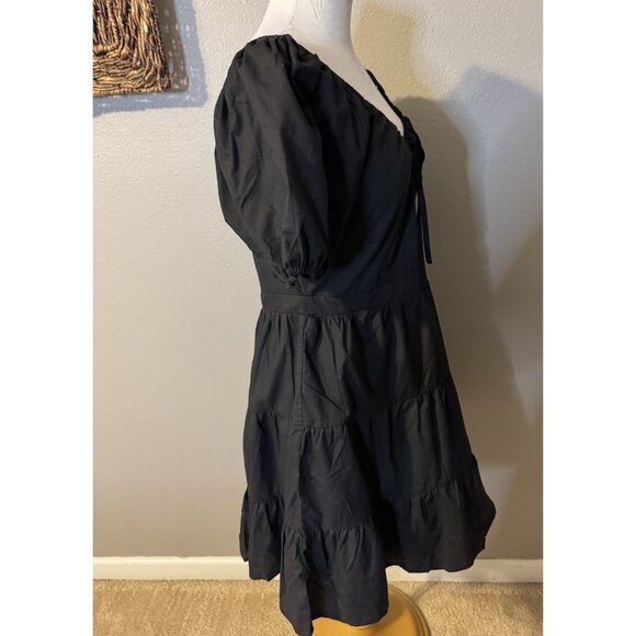Spring & Mercer Black Puff Sleeve Babydoll Dress Extra Large XL Cotton NWT - Picture 6 of 13
